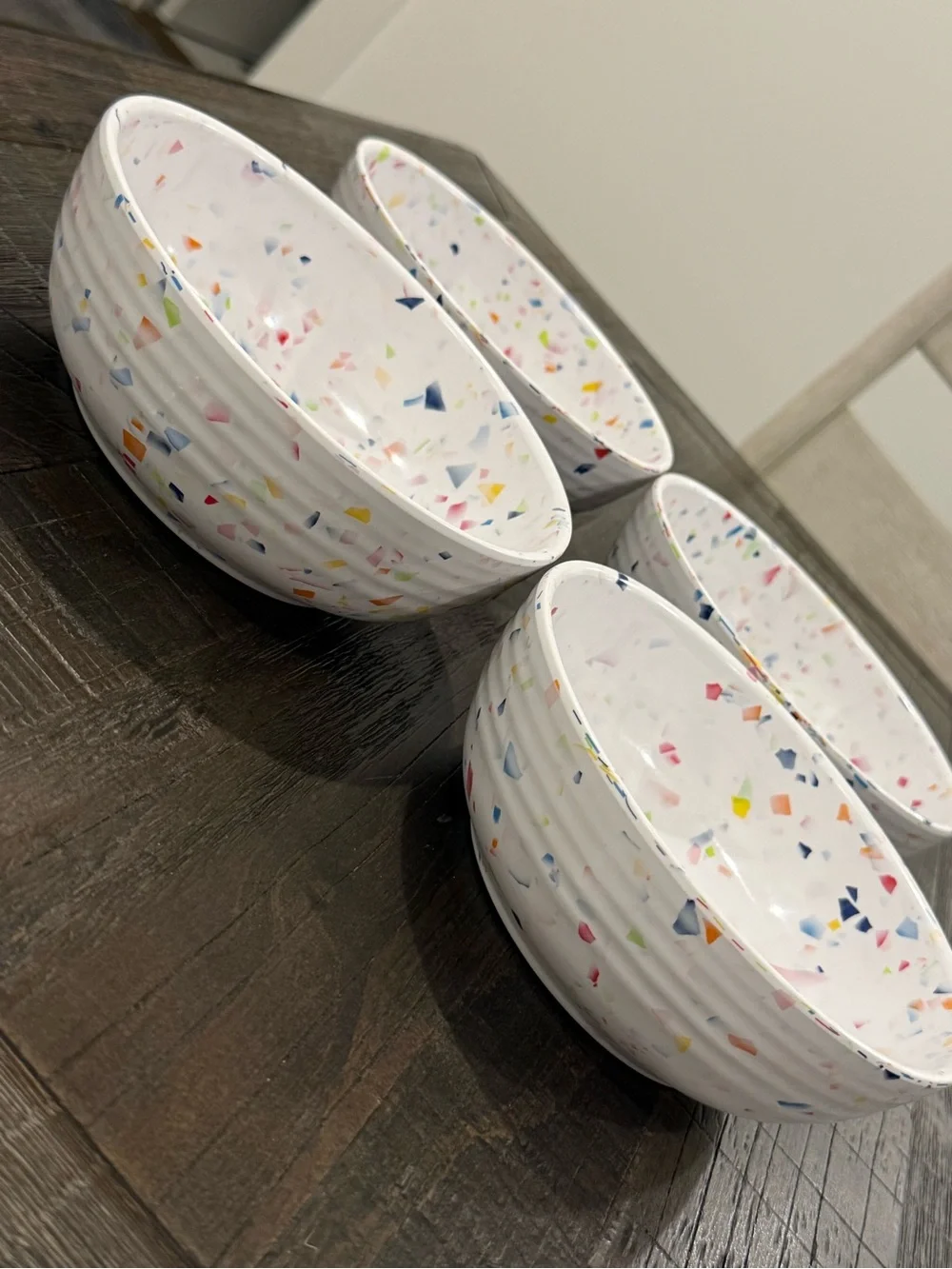 Nautica Set of 4 Home White Confetti Colorful Pattern Melamine Bowls New